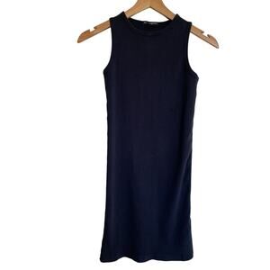 Brandy Melville Navy Blue Ribbed Body Con MIDI Dress Size XS Classic Academia